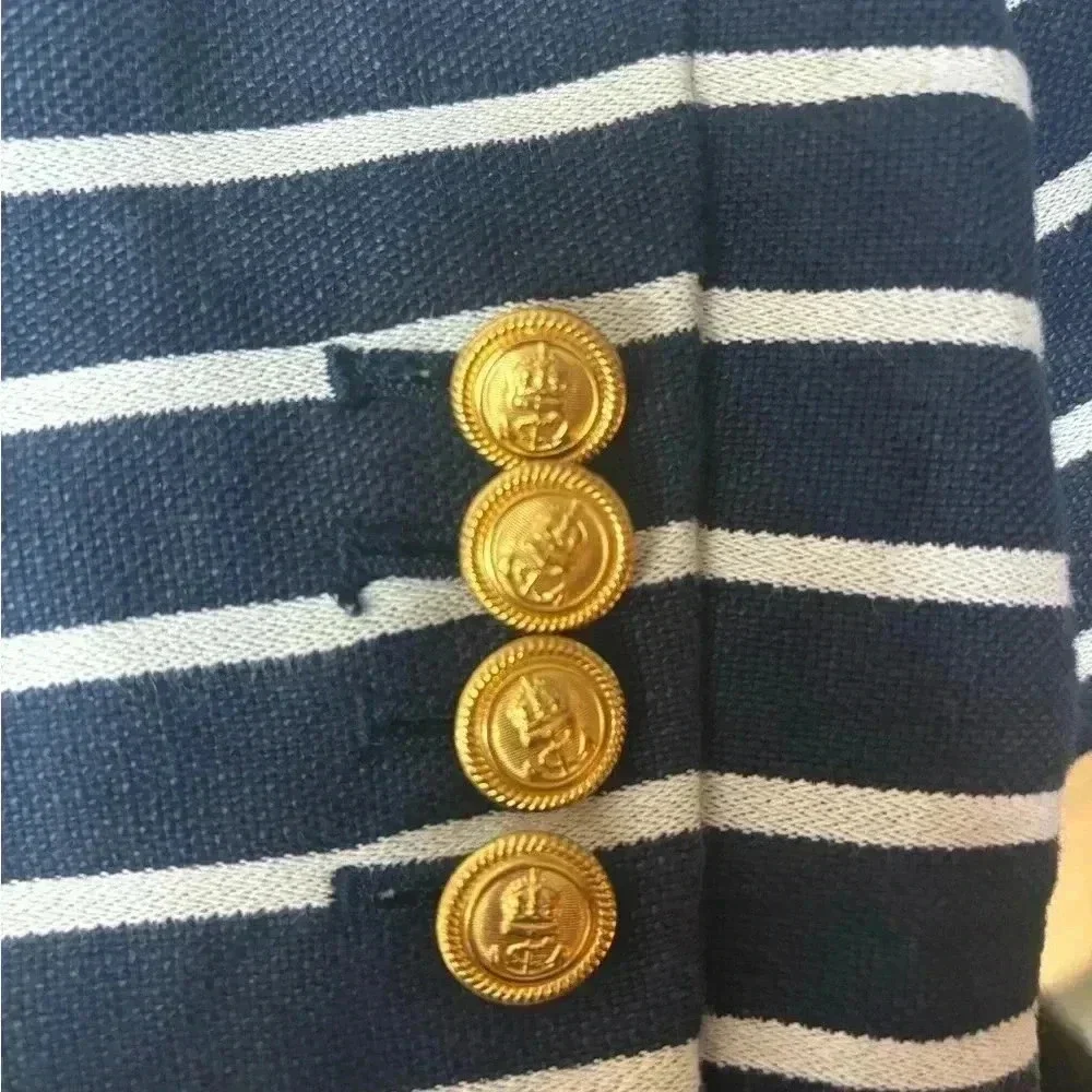 J.Crew Women’s Striped Schoolboy Blazer. Blue & white striped. Size 8.